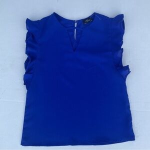 MILK and honey Blue Ruffle Sleeve Blouse size medium